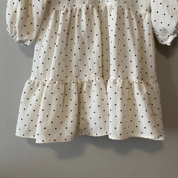 Handmade Children's Black Off White Polka Dot 100% Cotton Front Bows Dress - Picture 10 of 14